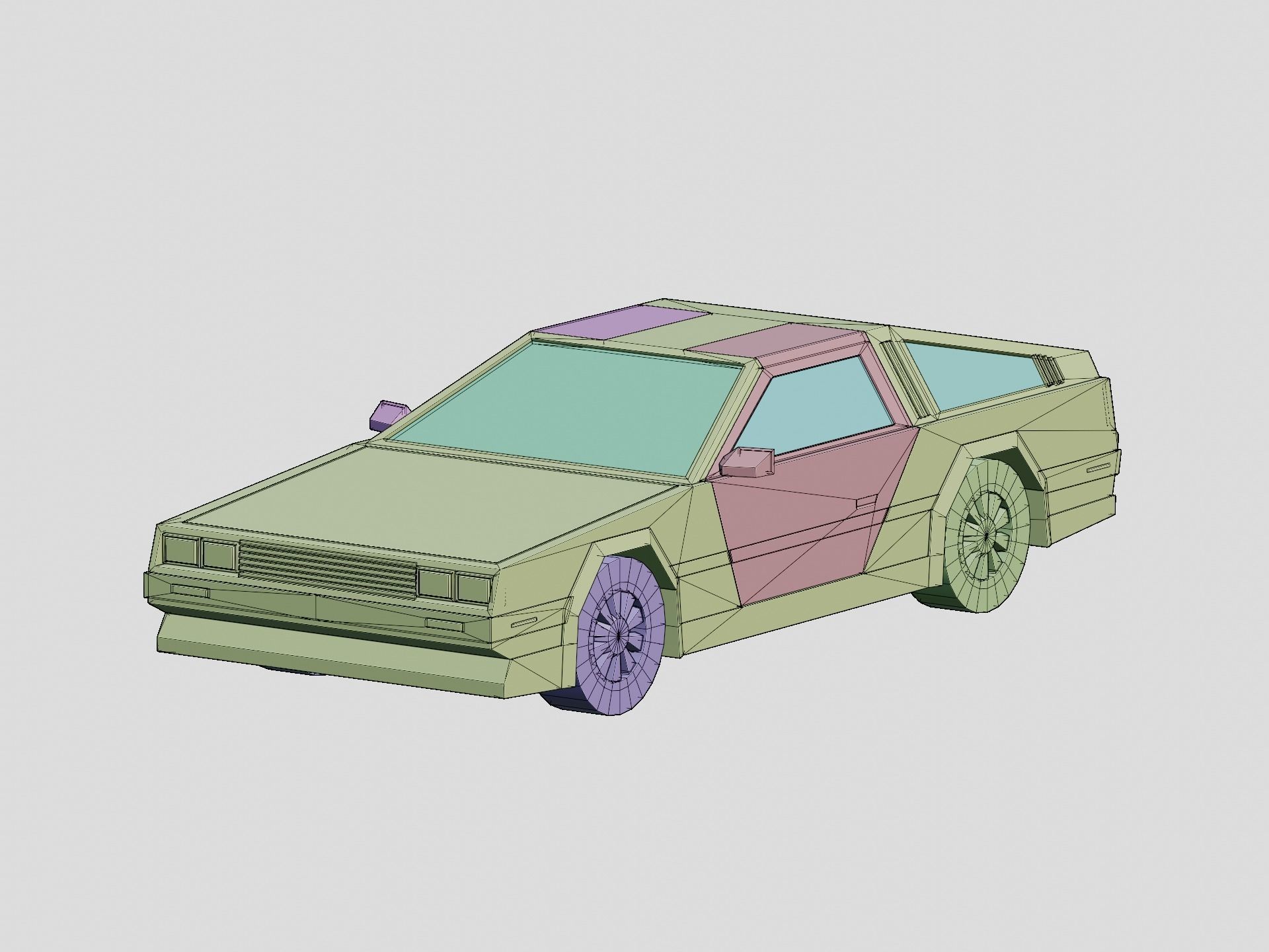 Stylized Cartoon Sport Coupe Car 80s Low-poly 3D model_8