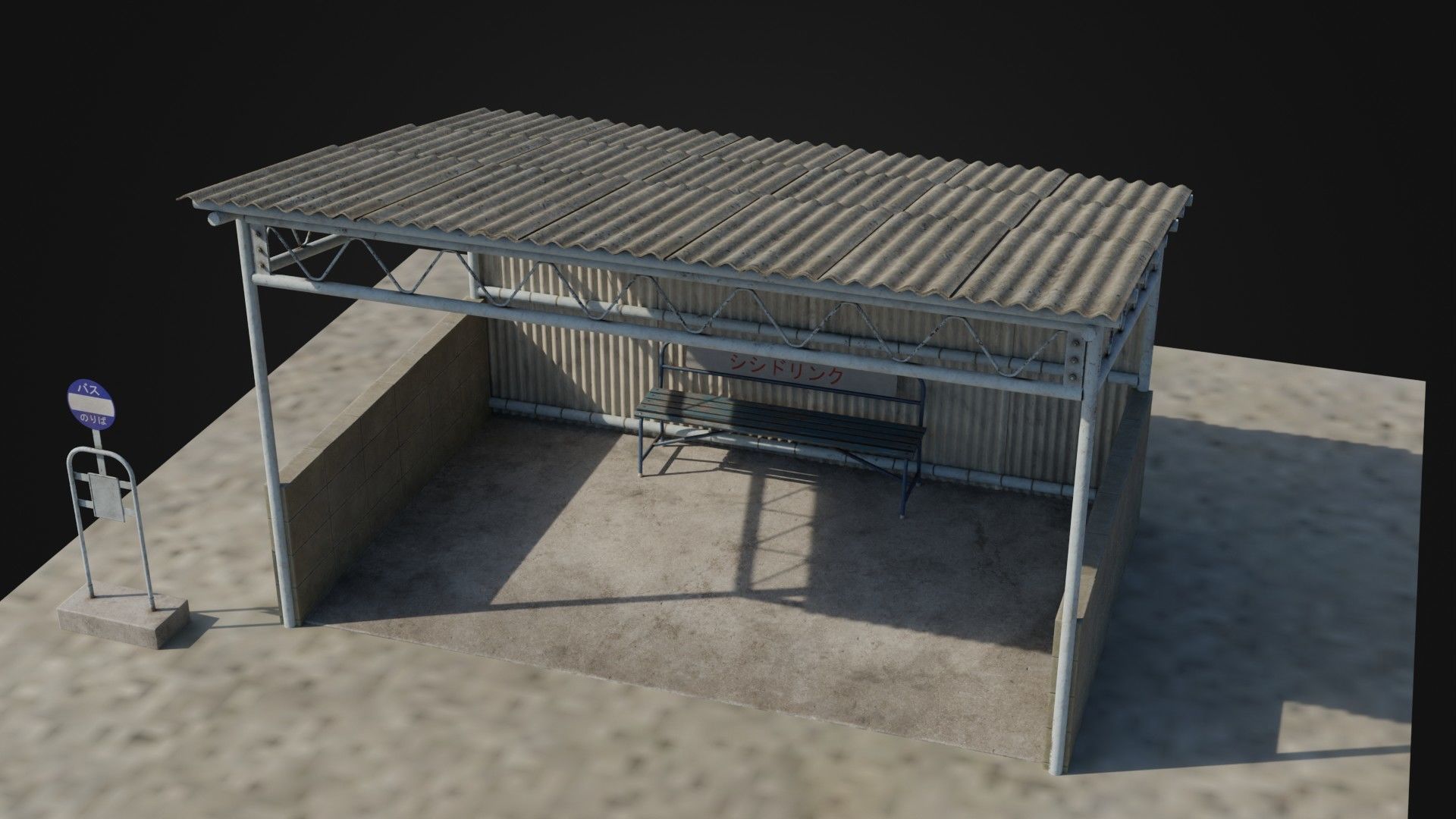 Stop Low Poly 3D model Old Japanese Bus Stop VR / AR / low-poly | CGTrader