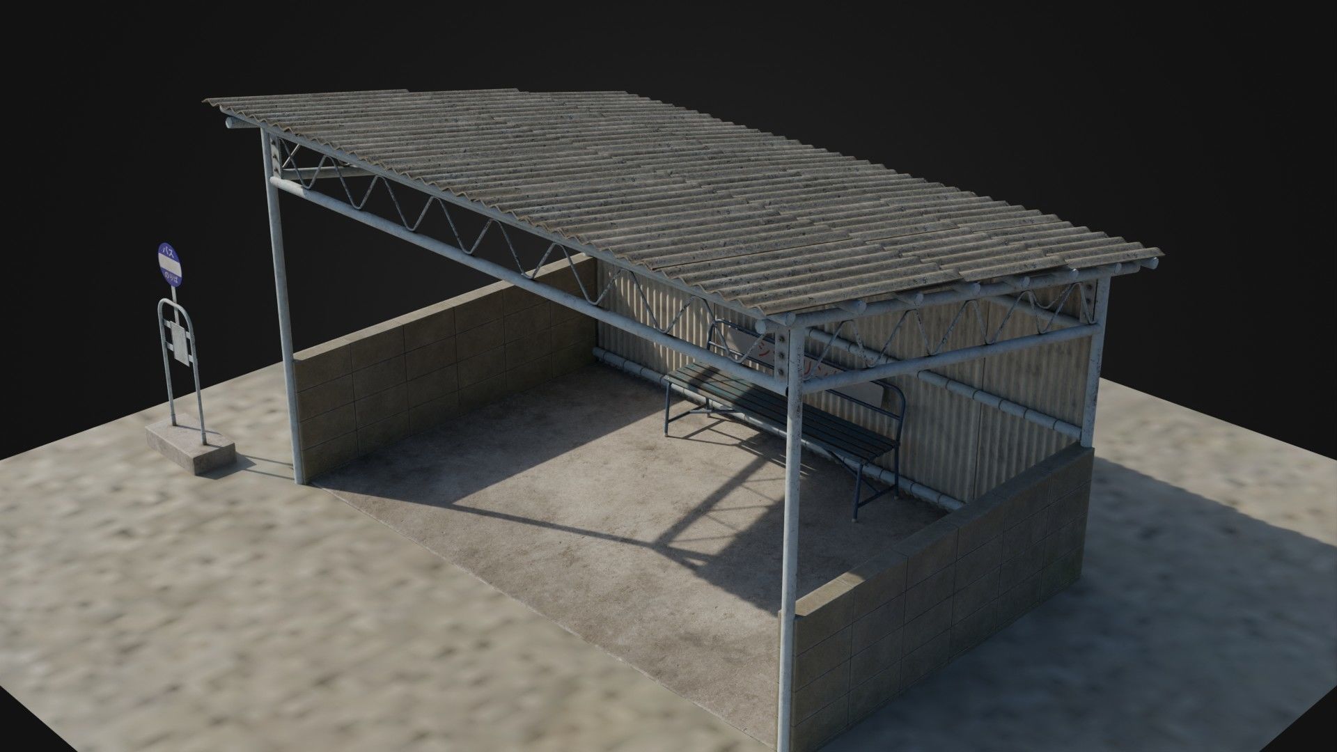 Stop Low Poly 3D model Old Japanese Bus Stop VR / AR / low-poly | CGTrader