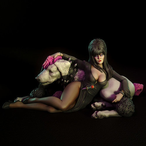 Elvira statue of woman 3D print model