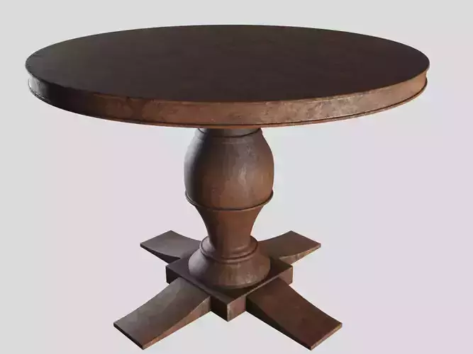 Dinner Round Wood Table 3D model