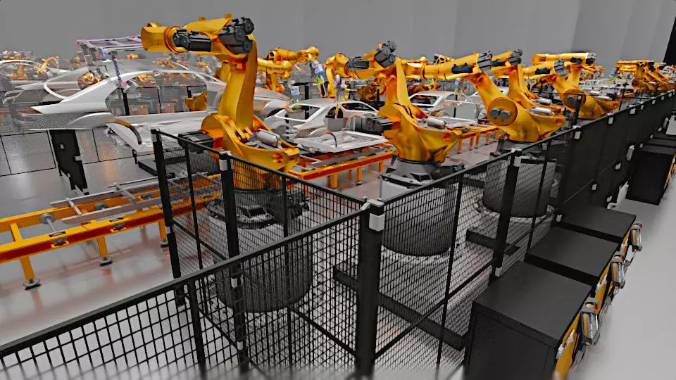 Car Manufacturing Robotic Production line 3D model_0