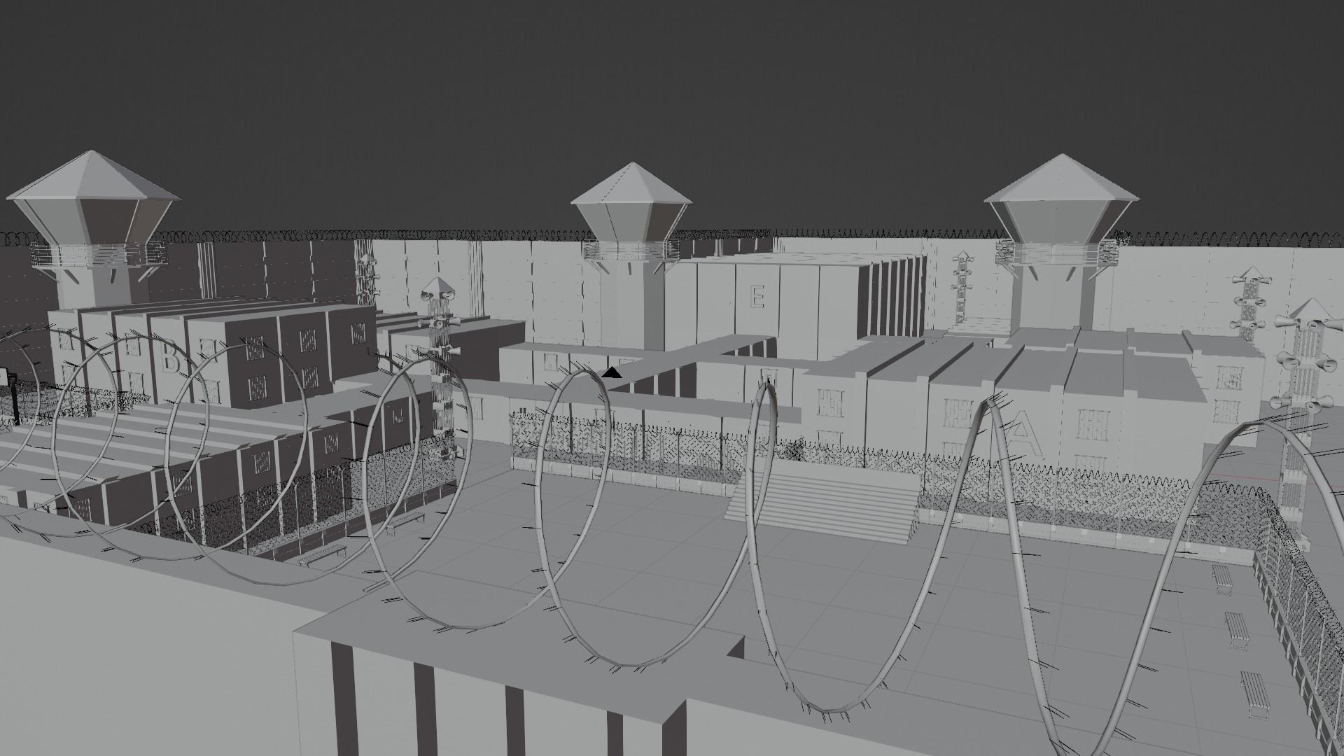 Prison and Prison Interior Low-poly 3D model_19