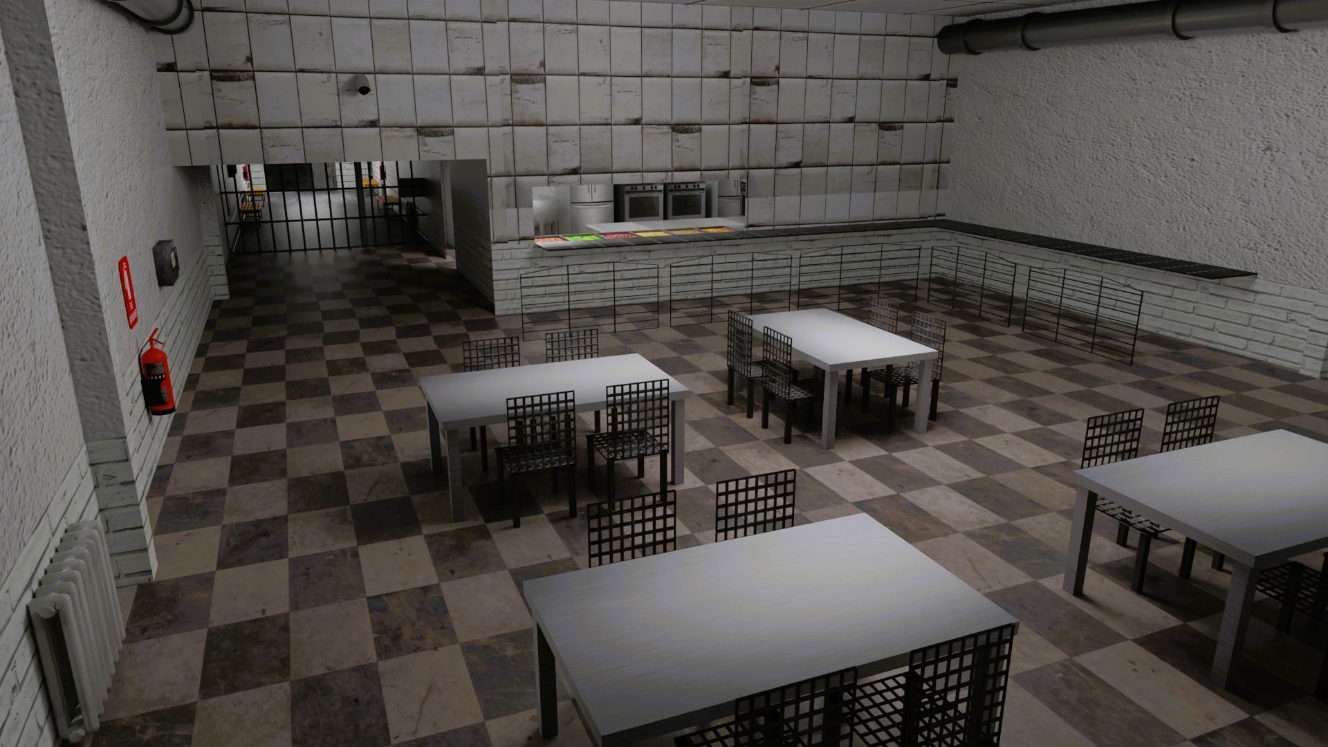 Prison and Prison Interior Low-poly 3D model_5