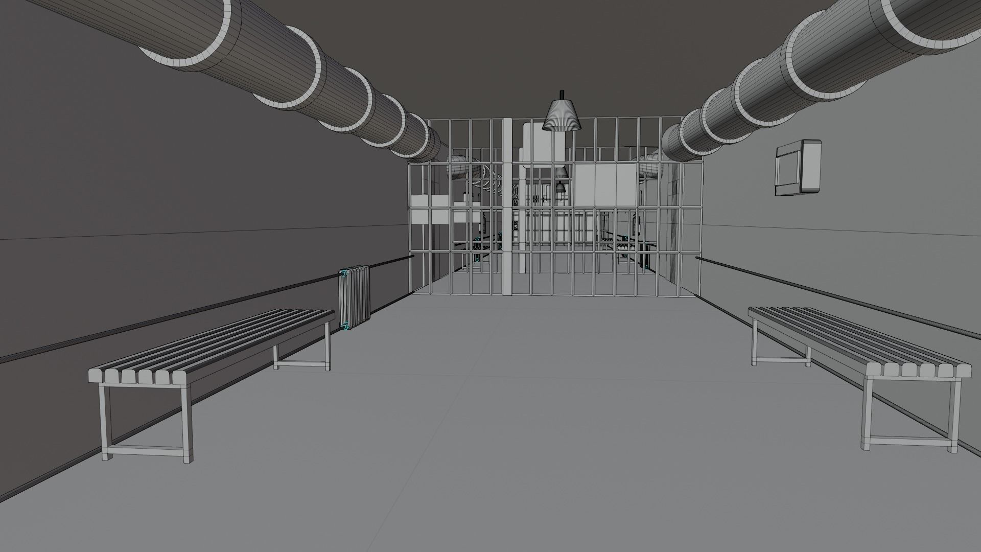 Prison and Prison Interior Low-poly 3D model_18