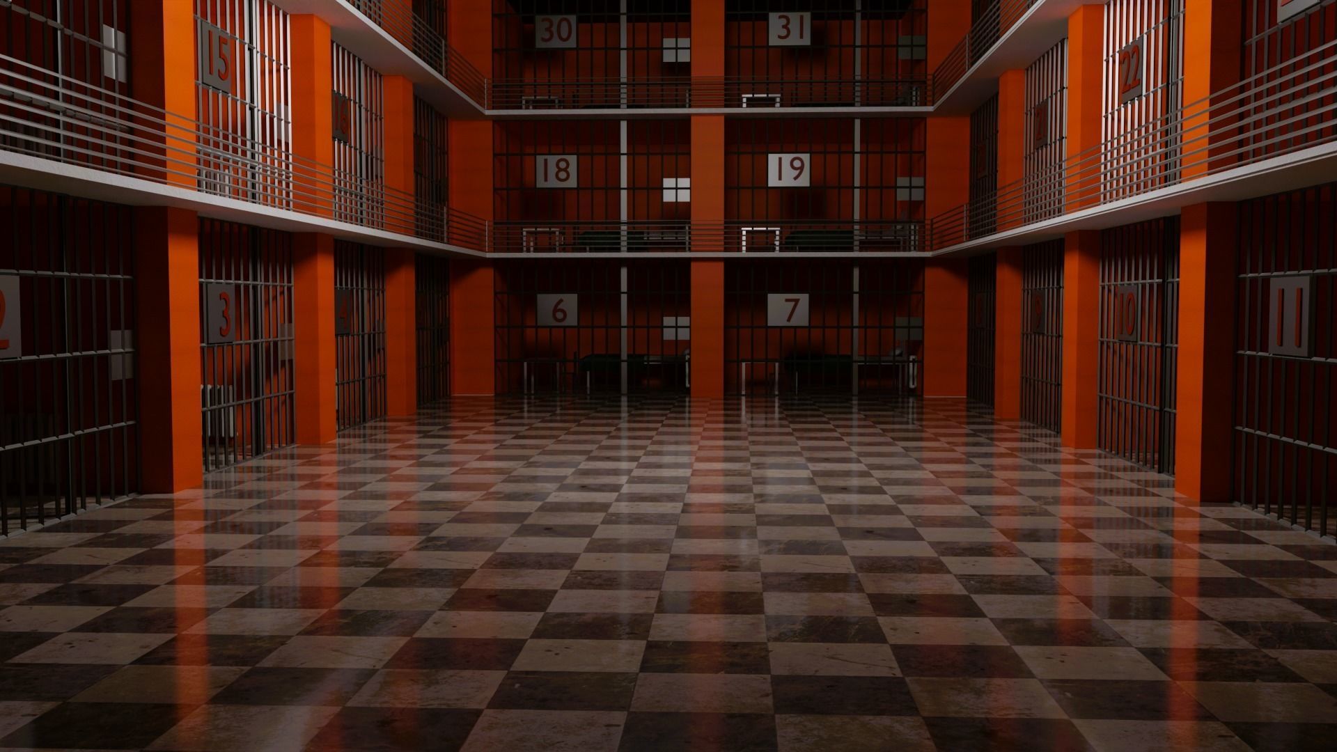 Prison and Prison Interior Low-poly 3D model_1