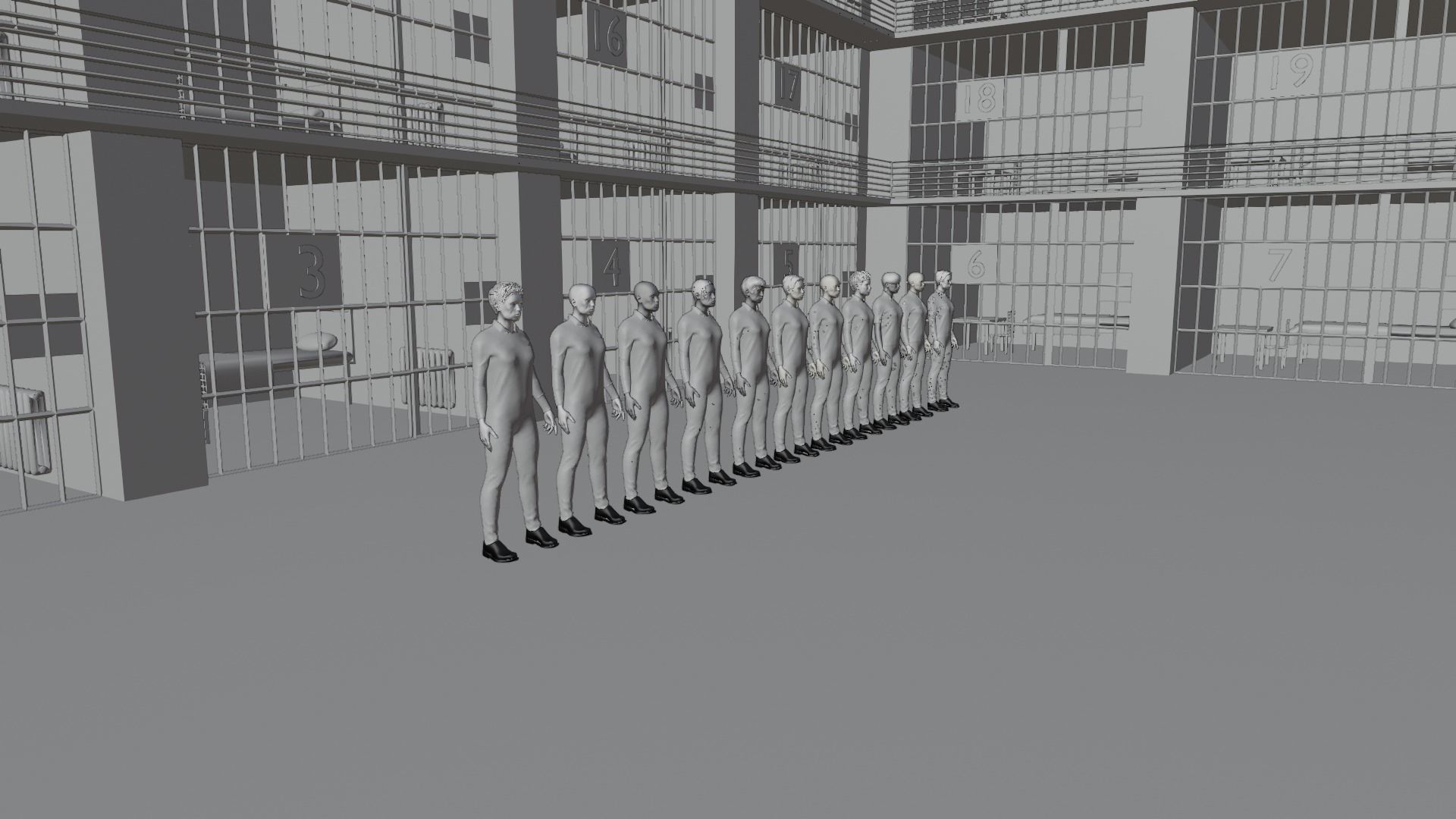 Prison and Prison Interior Low-poly 3D model_20