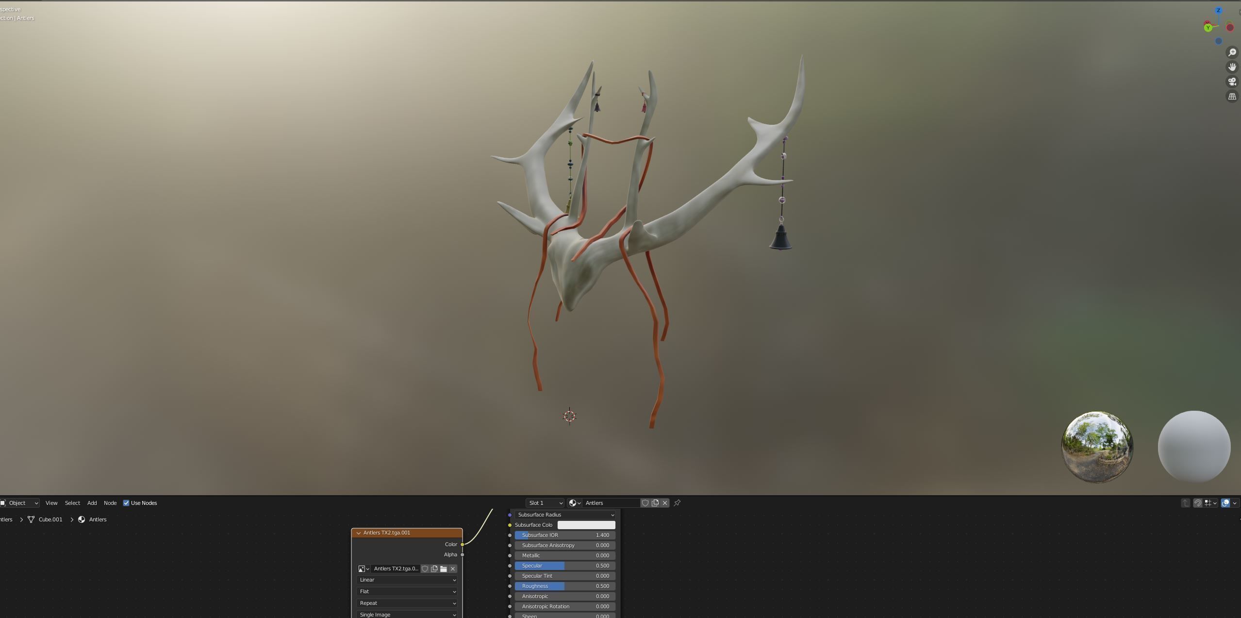 Decorated or Ceremonial Antlers Low-poly 3D model_7