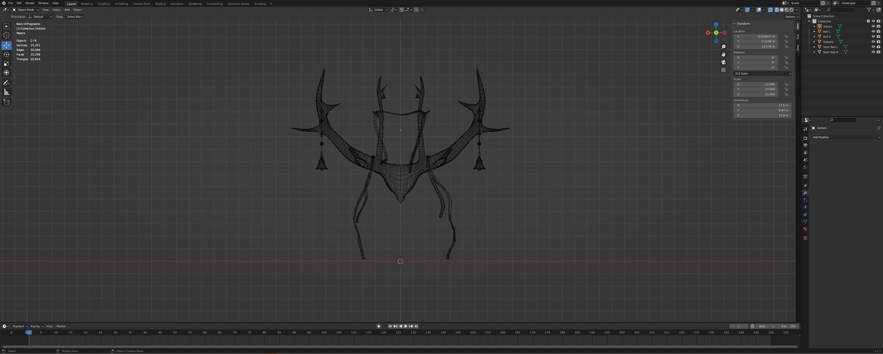 Decorated or Ceremonial Antlers Low-poly 3D model_9