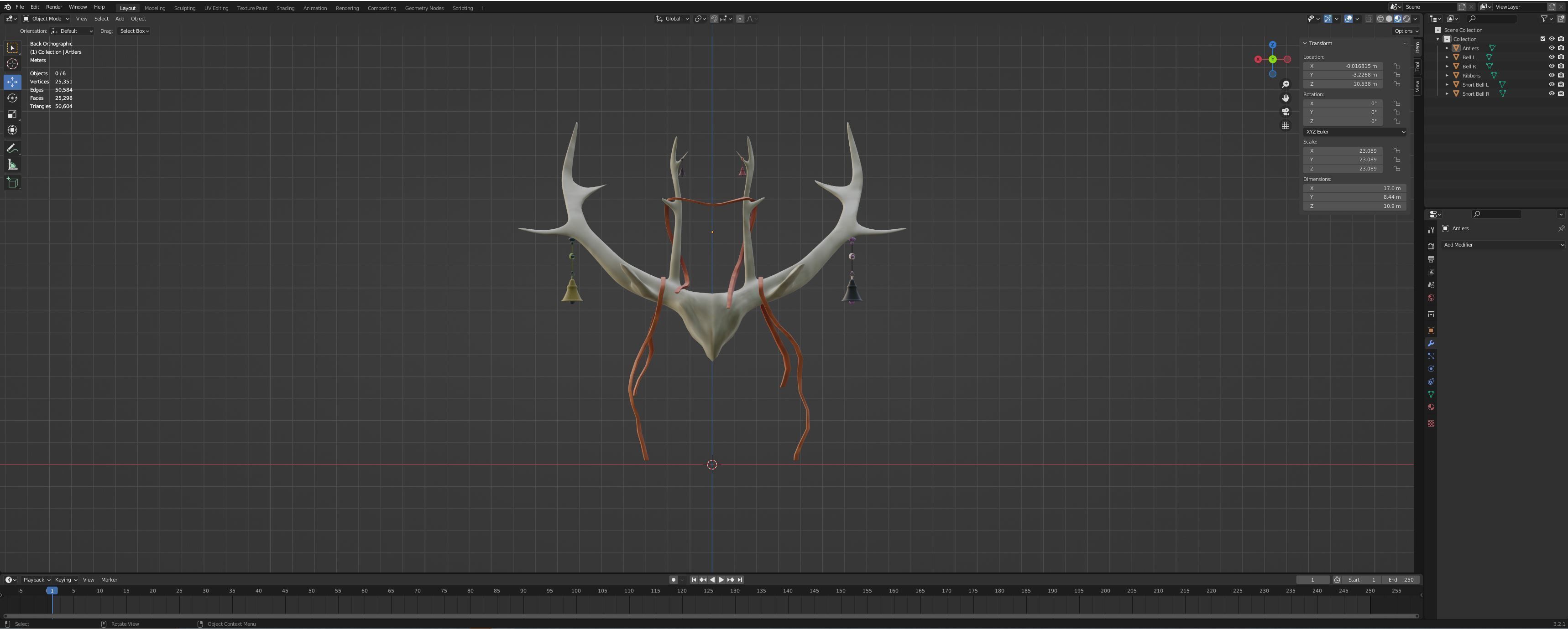 Decorated or Ceremonial Antlers Low-poly 3D model_3