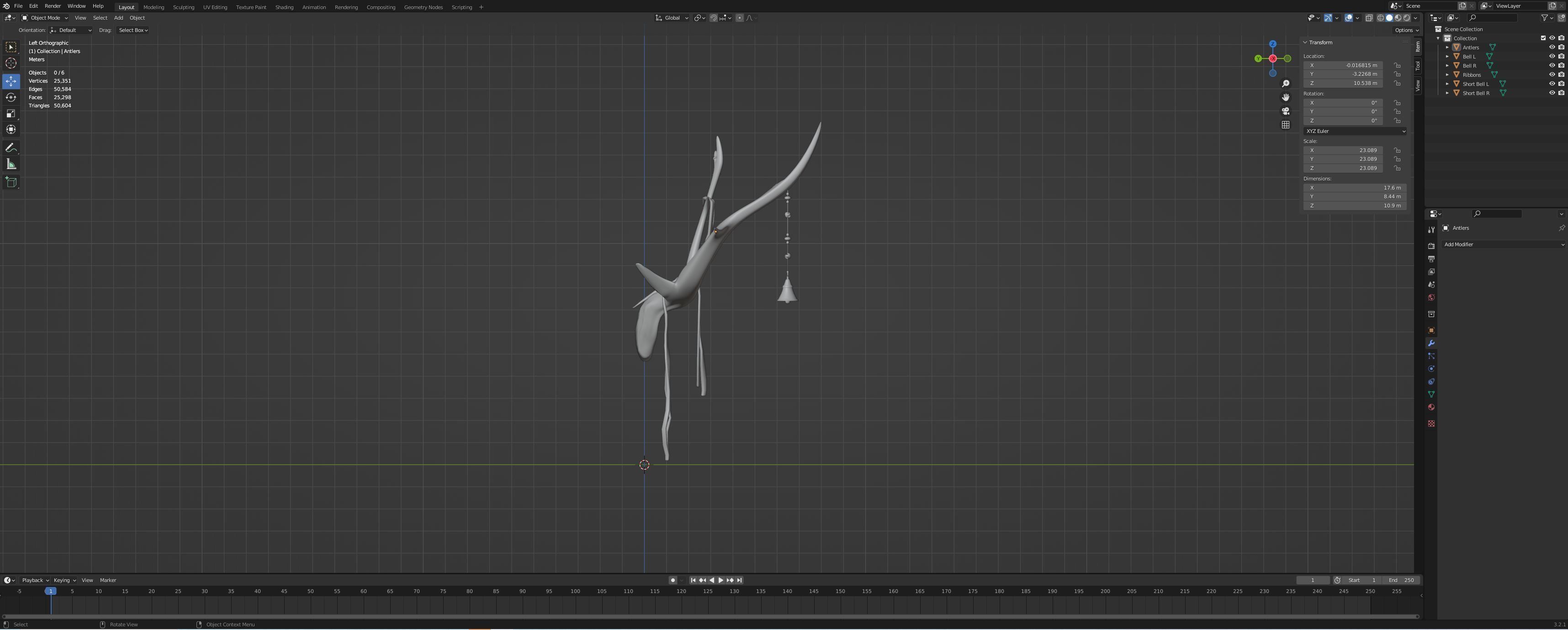 Decorated or Ceremonial Antlers Low-poly 3D model_6