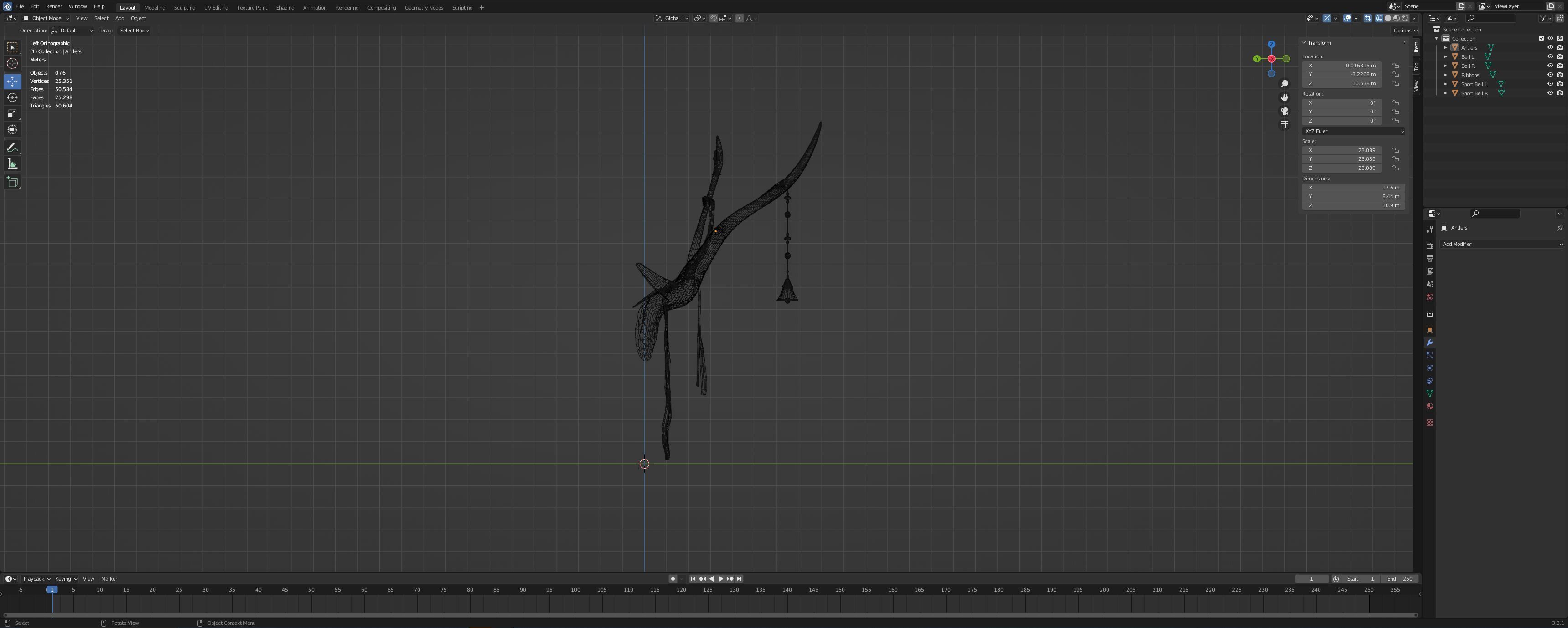 Decorated or Ceremonial Antlers Low-poly 3D model_8