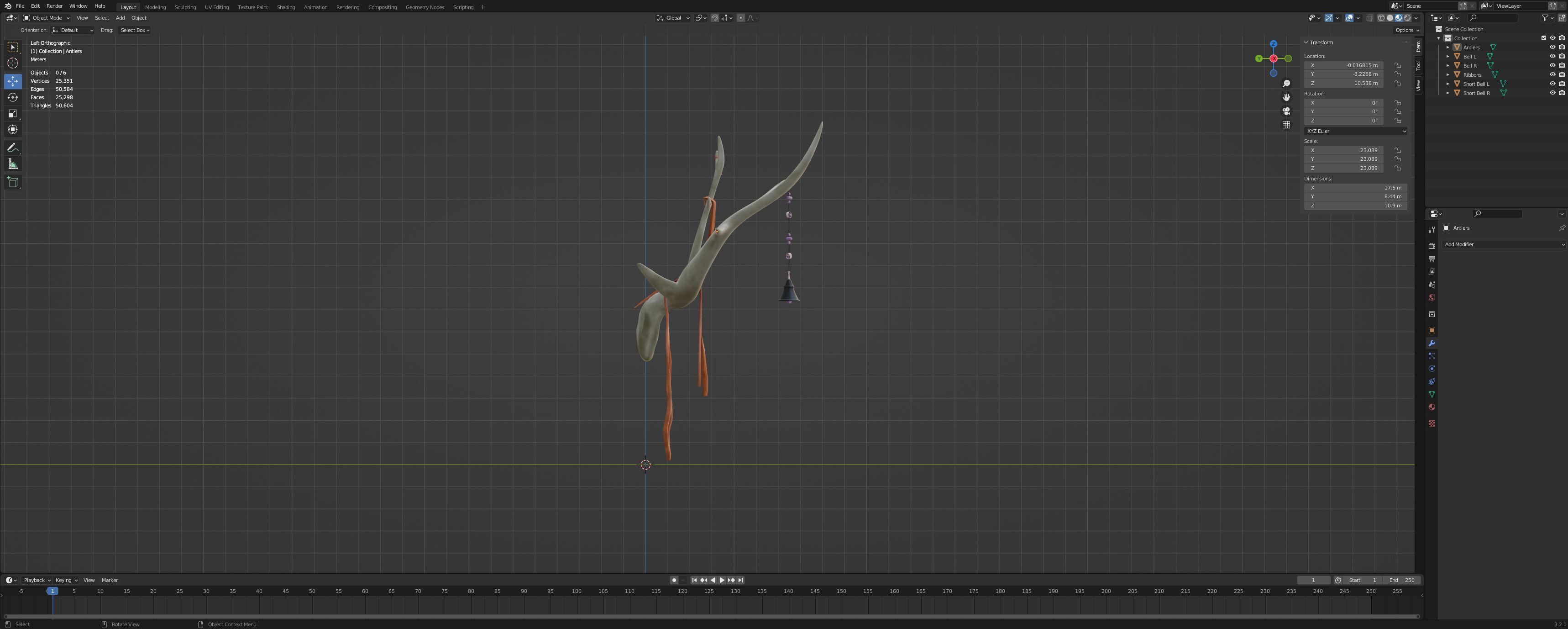 Decorated or Ceremonial Antlers Low-poly 3D model_4