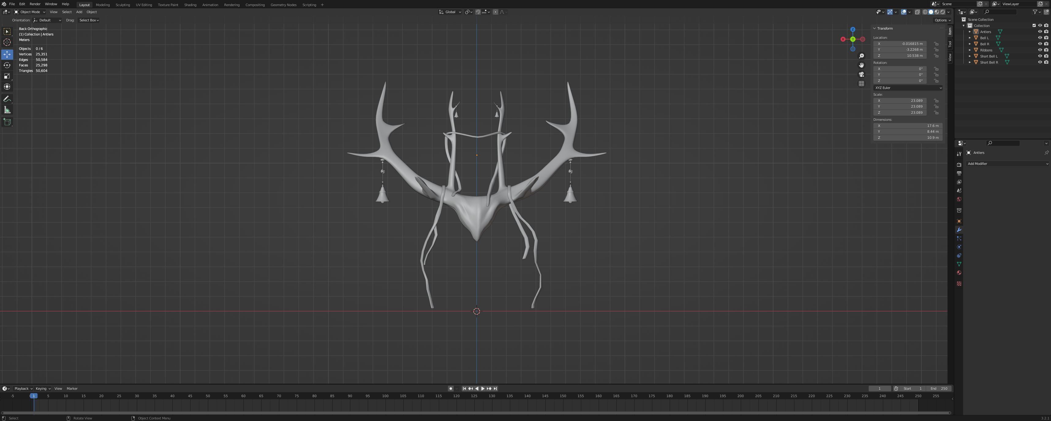 Decorated or Ceremonial Antlers Low-poly 3D model_5