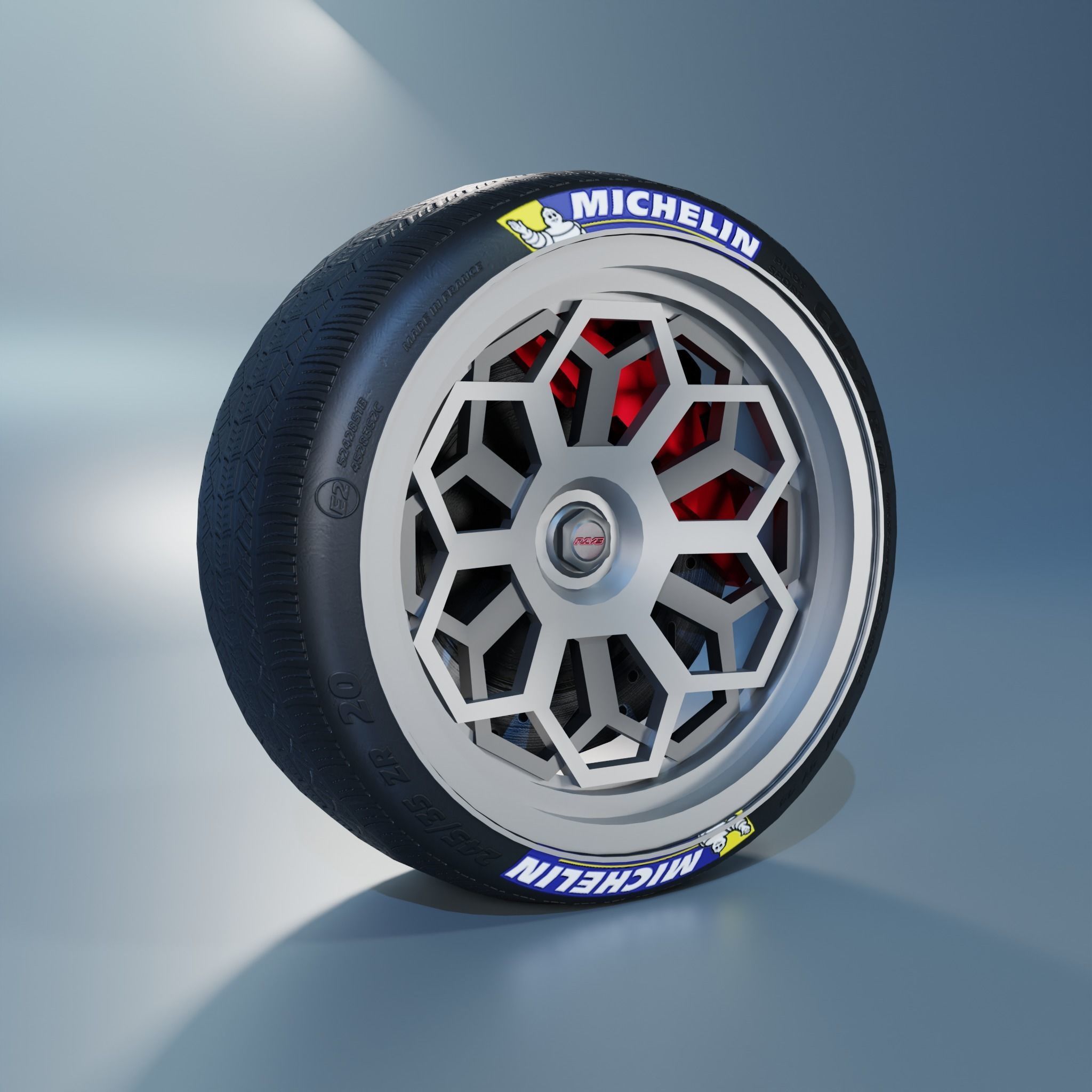 Rays Racing Wheel Low-poly 3D model_2