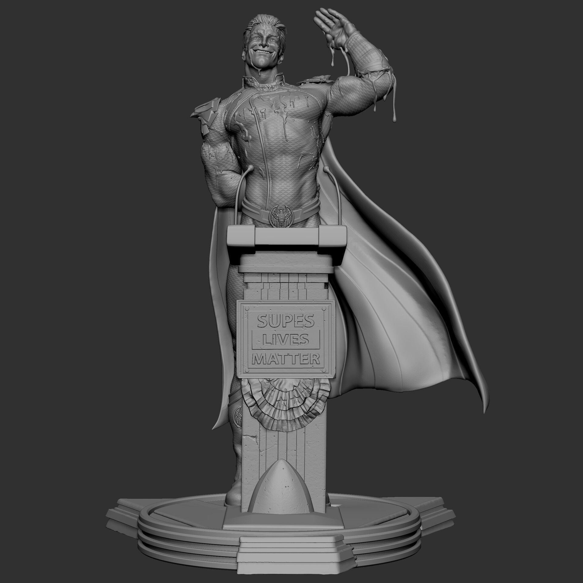 Homelander 3D Print comic book character on podium 3D print model_4