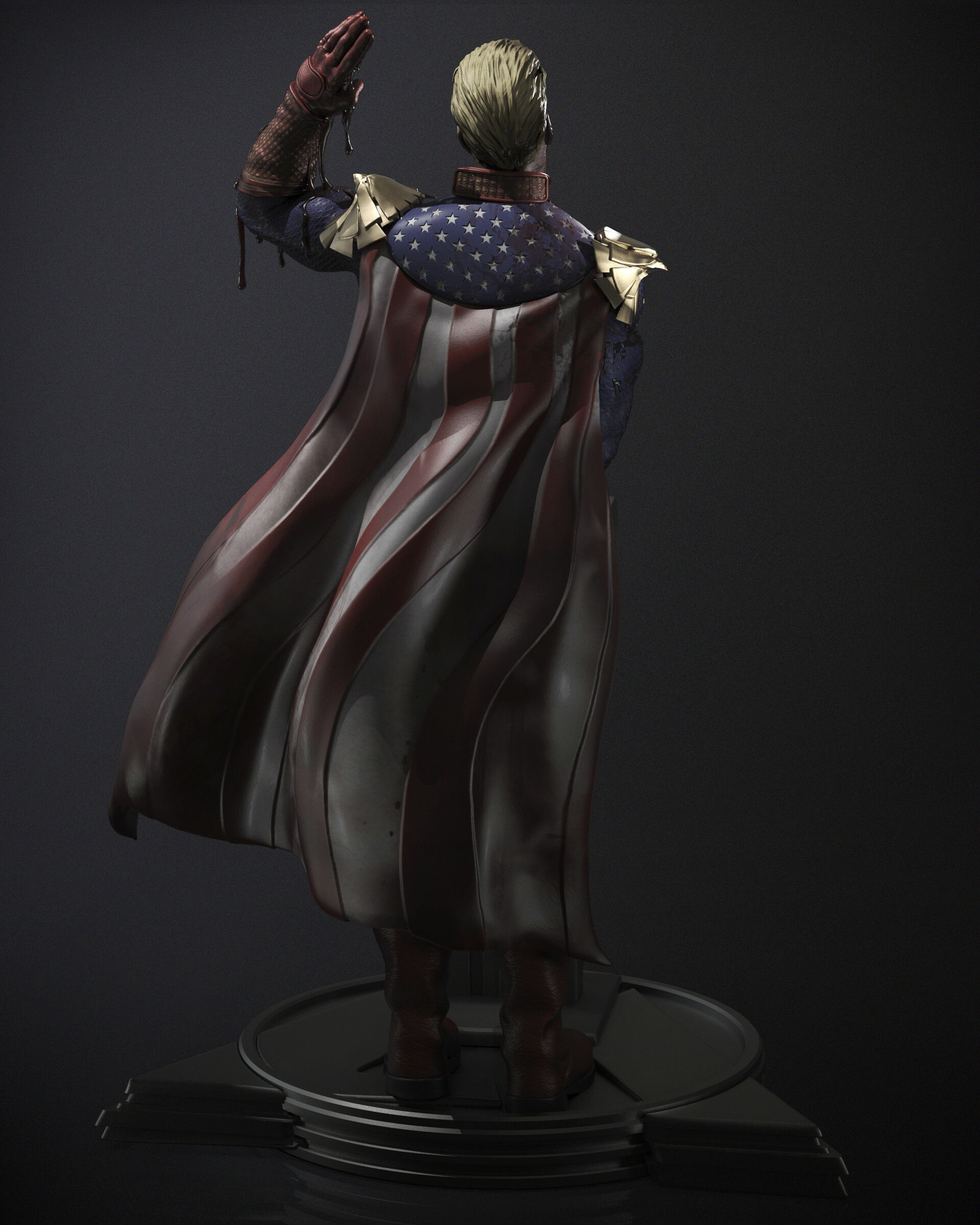 Homelander 3D Print comic book character on podium 3D print model_3
