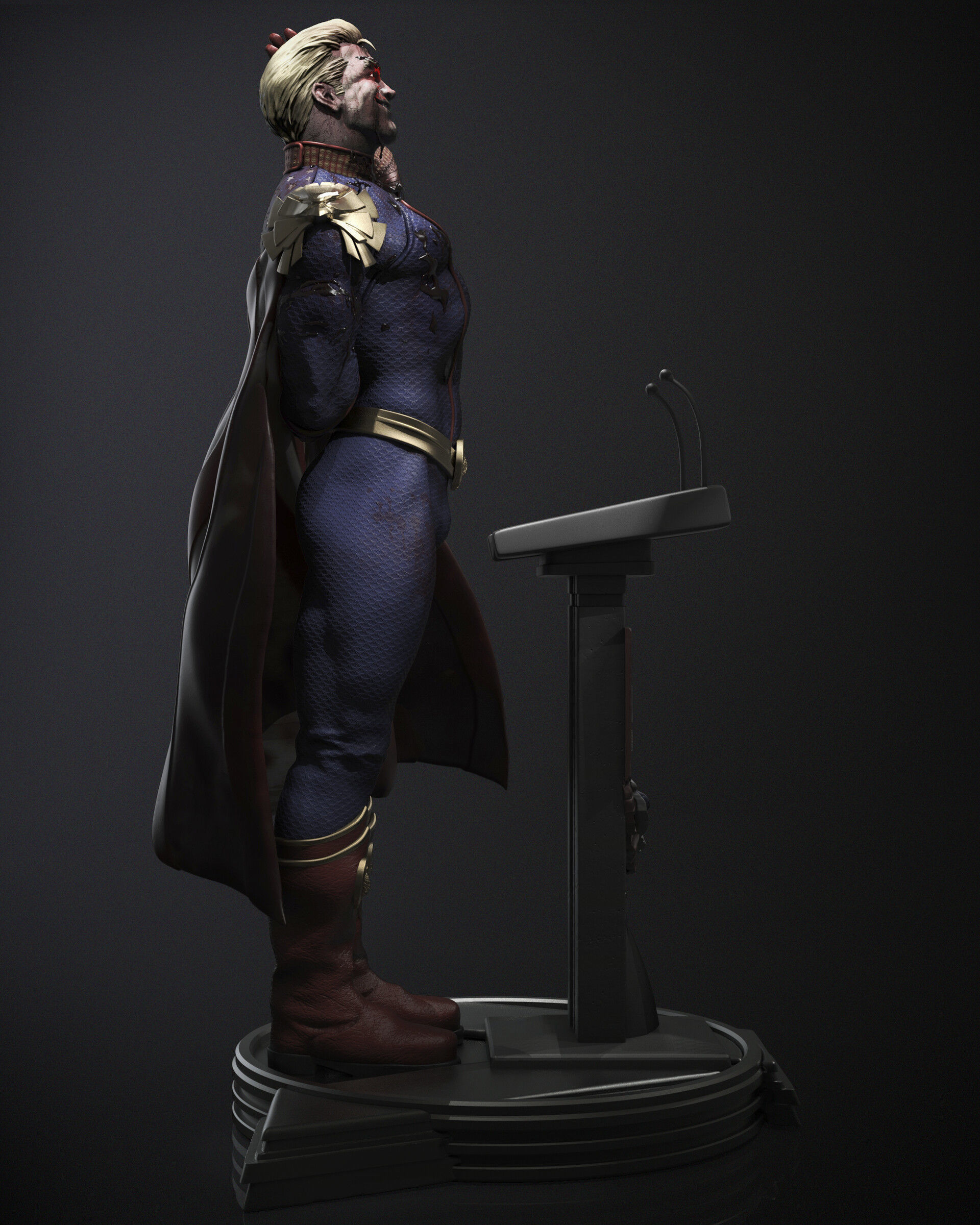 Homelander 3D Print comic book character on podium 3D print model_2