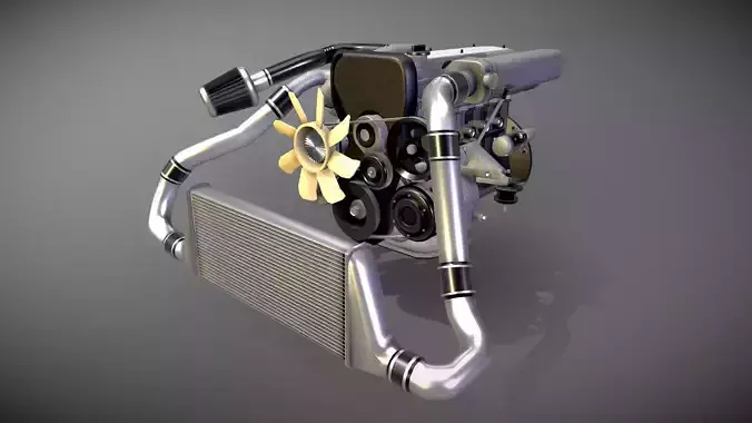 Engine Inline 6 cylinders Animated 
