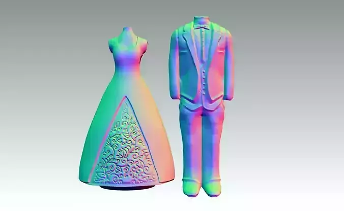 CANDLE MOLD BRIDE AND GROOM STATUE SHELF ART 3D print model