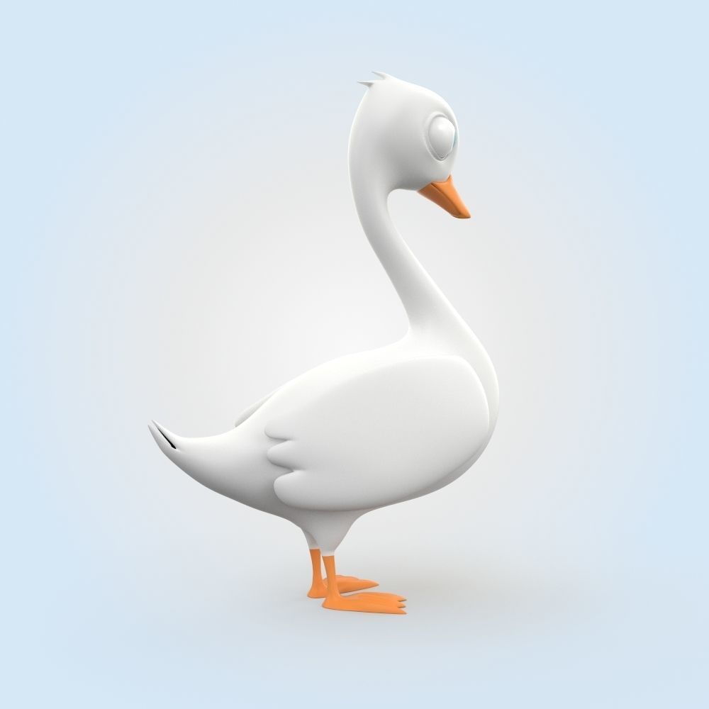Cartoon Swan 3D model_1