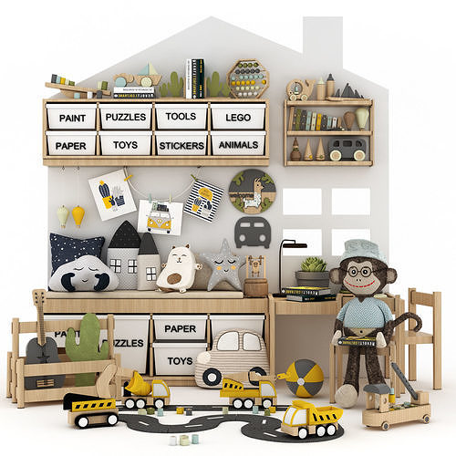 toys and furniture set  Low-poly 3D model