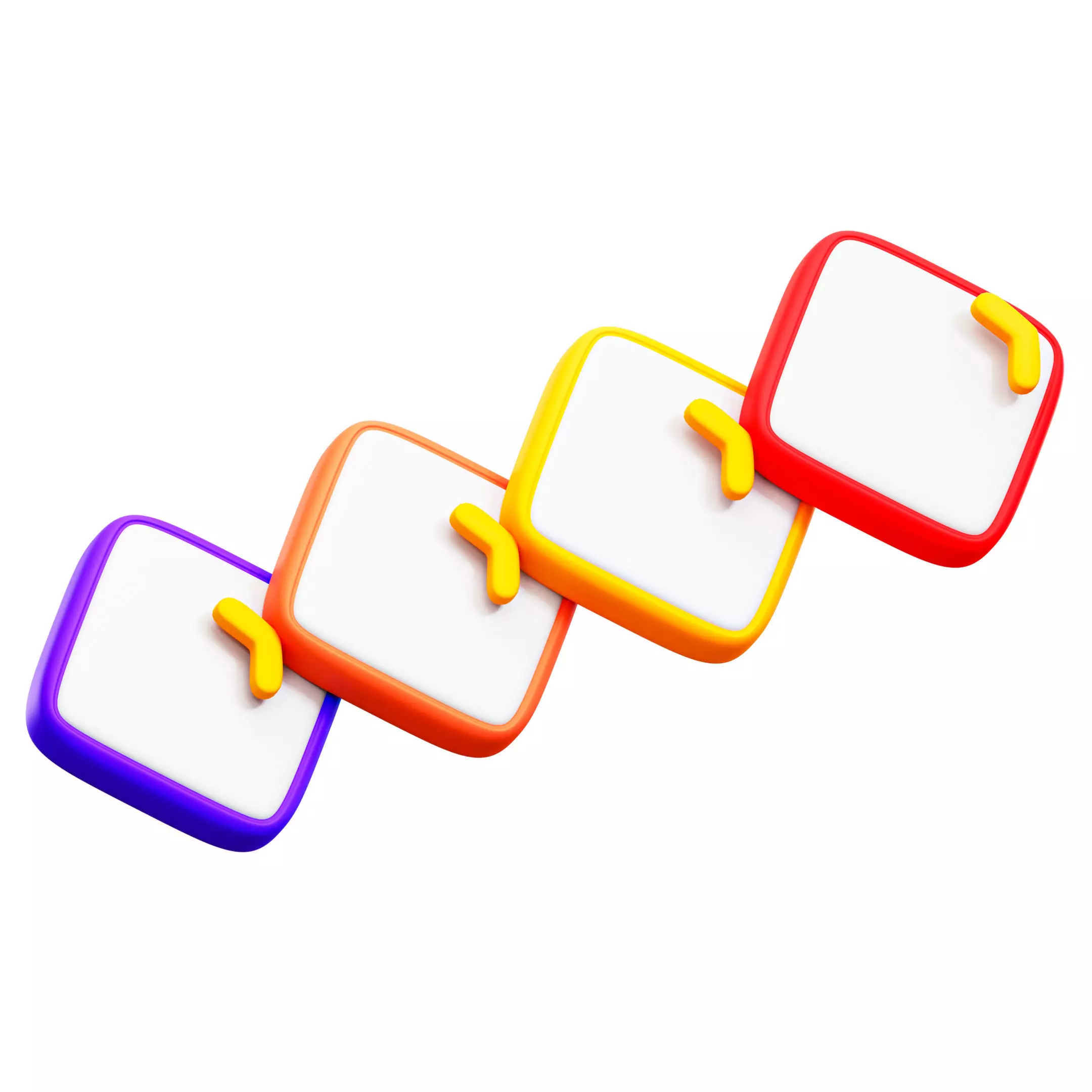 Flowchart four colorful squares Low-poly 3D model_0