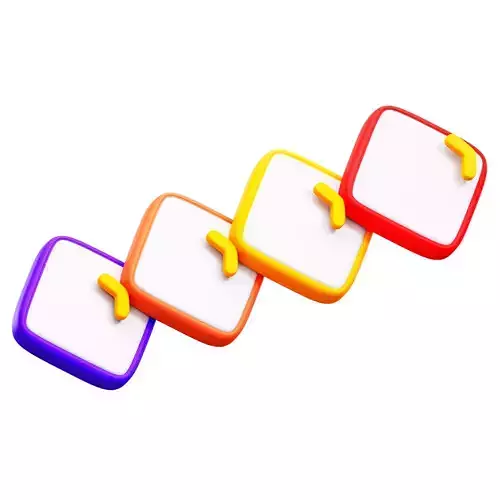 Flowchart four colorful squares Low-poly 3D model