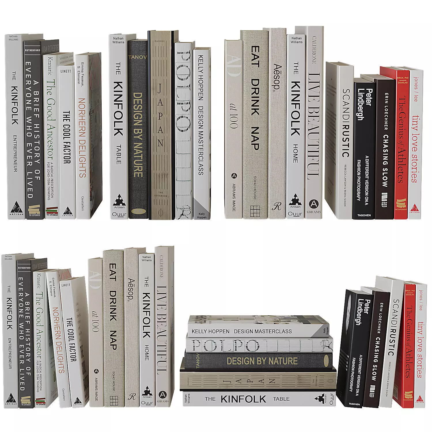 Books set on interior design 3D model_0