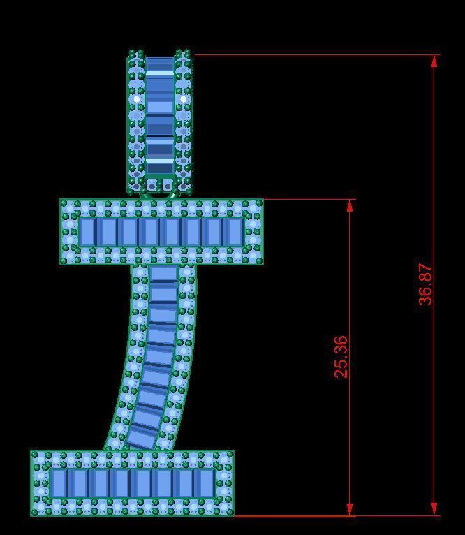 Baguette Diamond Letter Necklace 3D print model_1