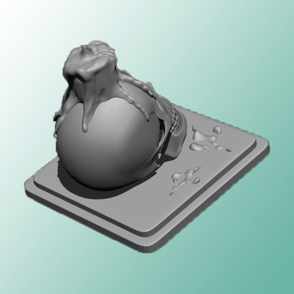 Candle melting on skull sculpture Free 3D print model_6