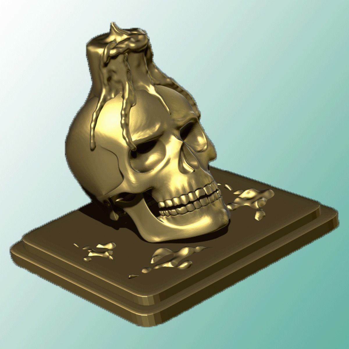 Candle melting on skull sculpture Free 3D print model_4