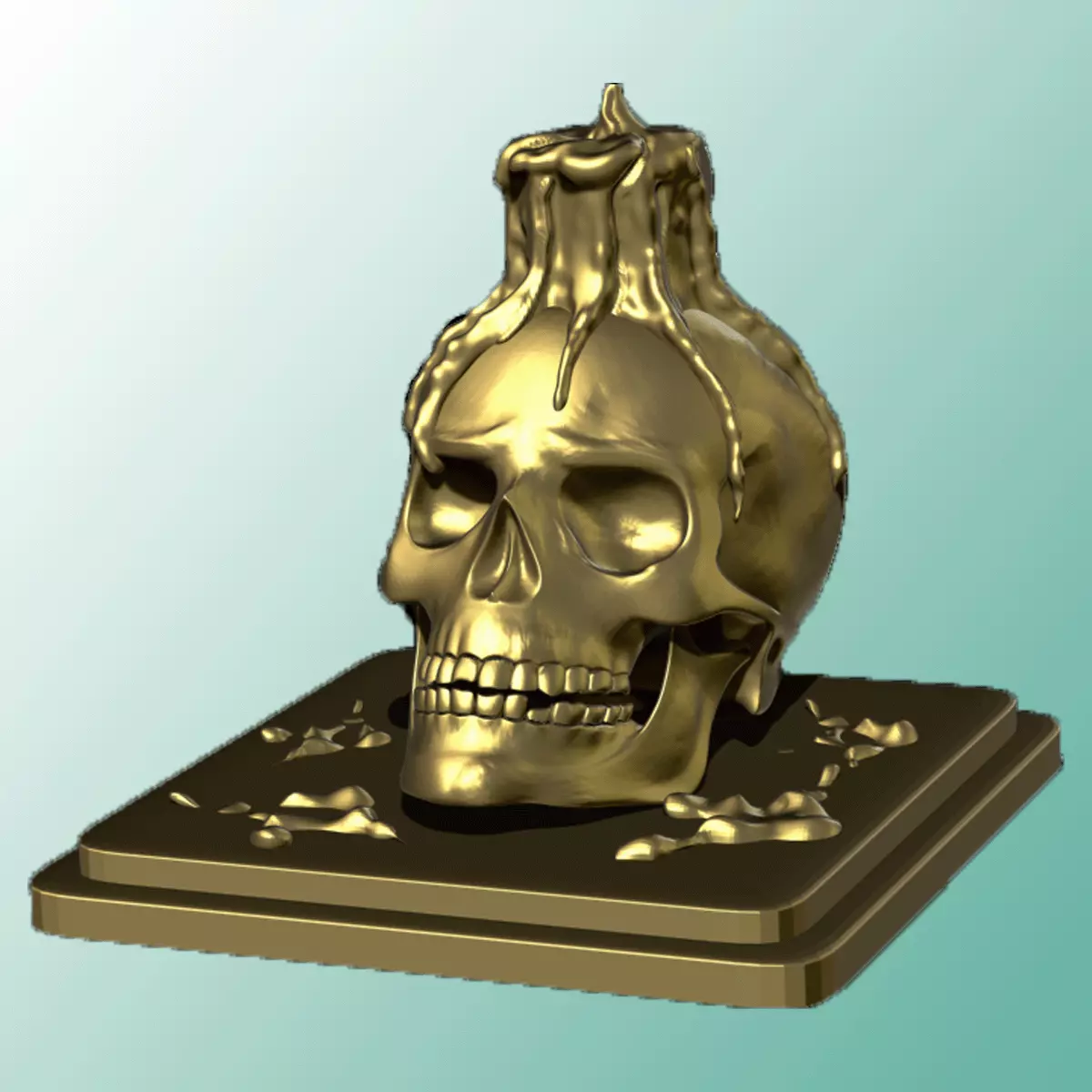Candle melting on skull sculpture Free 3D print model_0