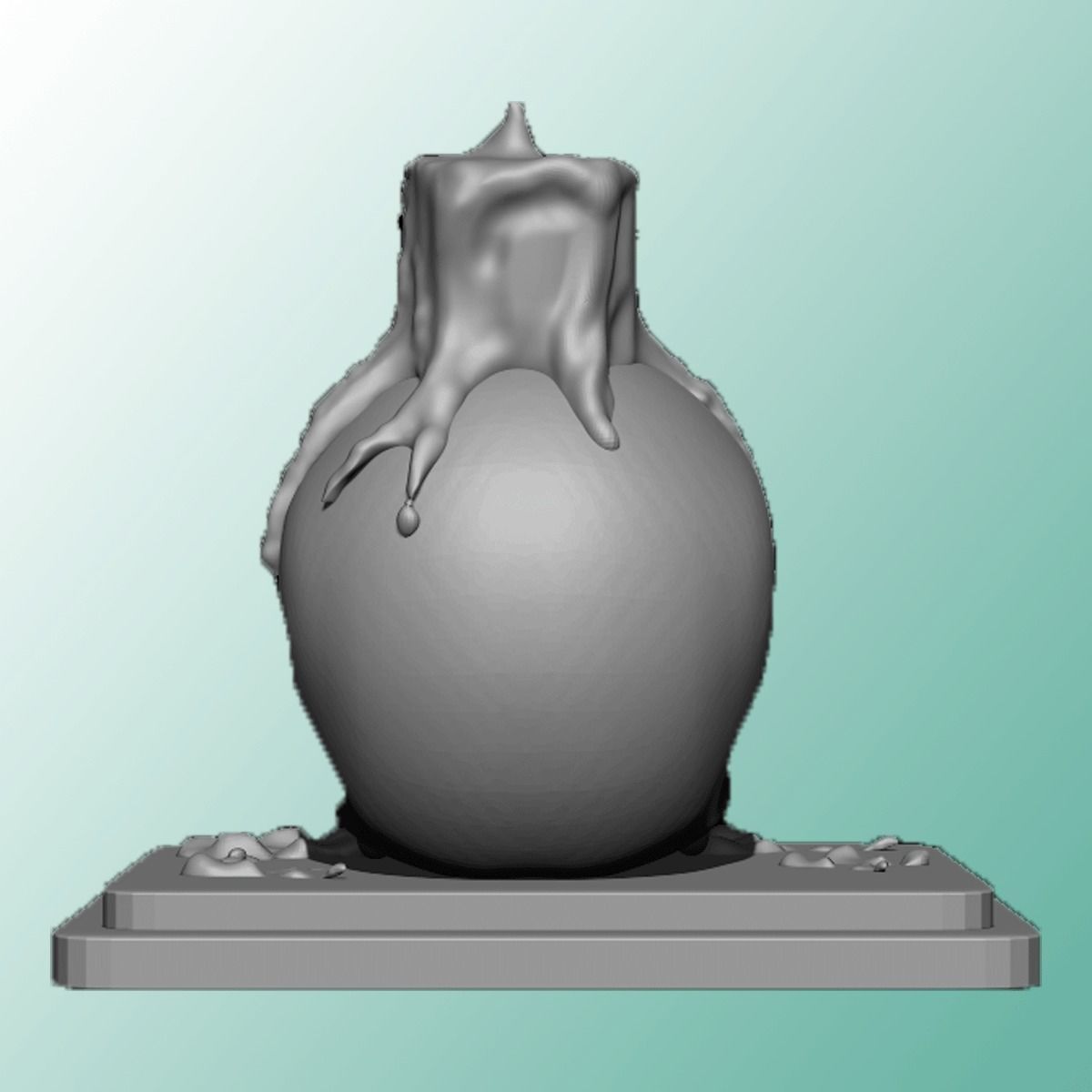 Candle melting on skull sculpture Free 3D print model_9