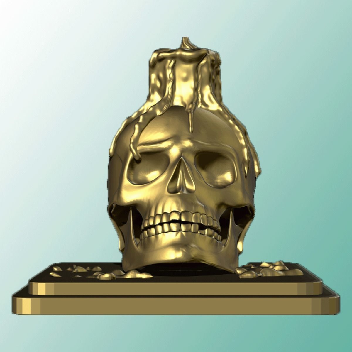 Candle melting on skull sculpture Free 3D print model_1