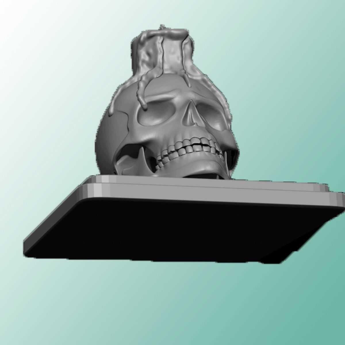 Candle melting on skull sculpture Free 3D print model_8