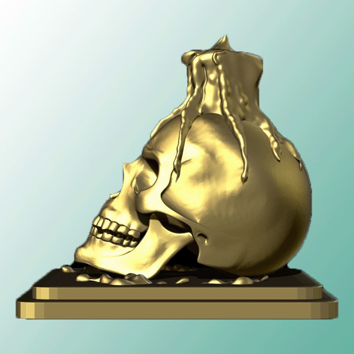 Candle melting on skull sculpture Free 3D print model_2