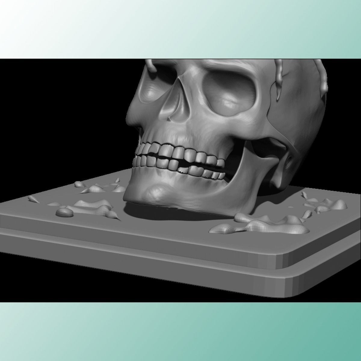 Candle melting on skull sculpture Free 3D print model_5