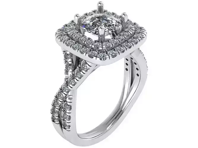 Double Halo Twisted Ring 0967