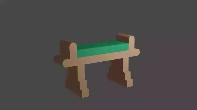 Low Poly Bench A wooden with seat