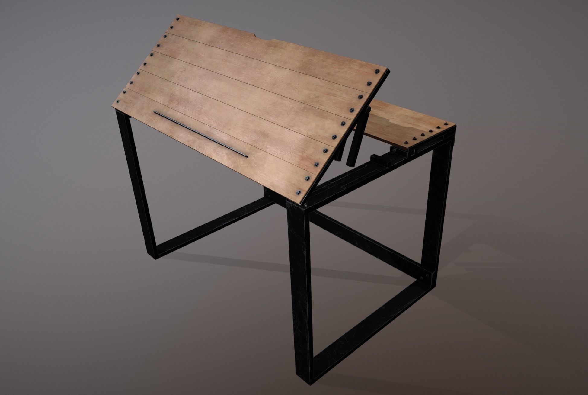 Artist table game ready prop Low-poly 3D model_7