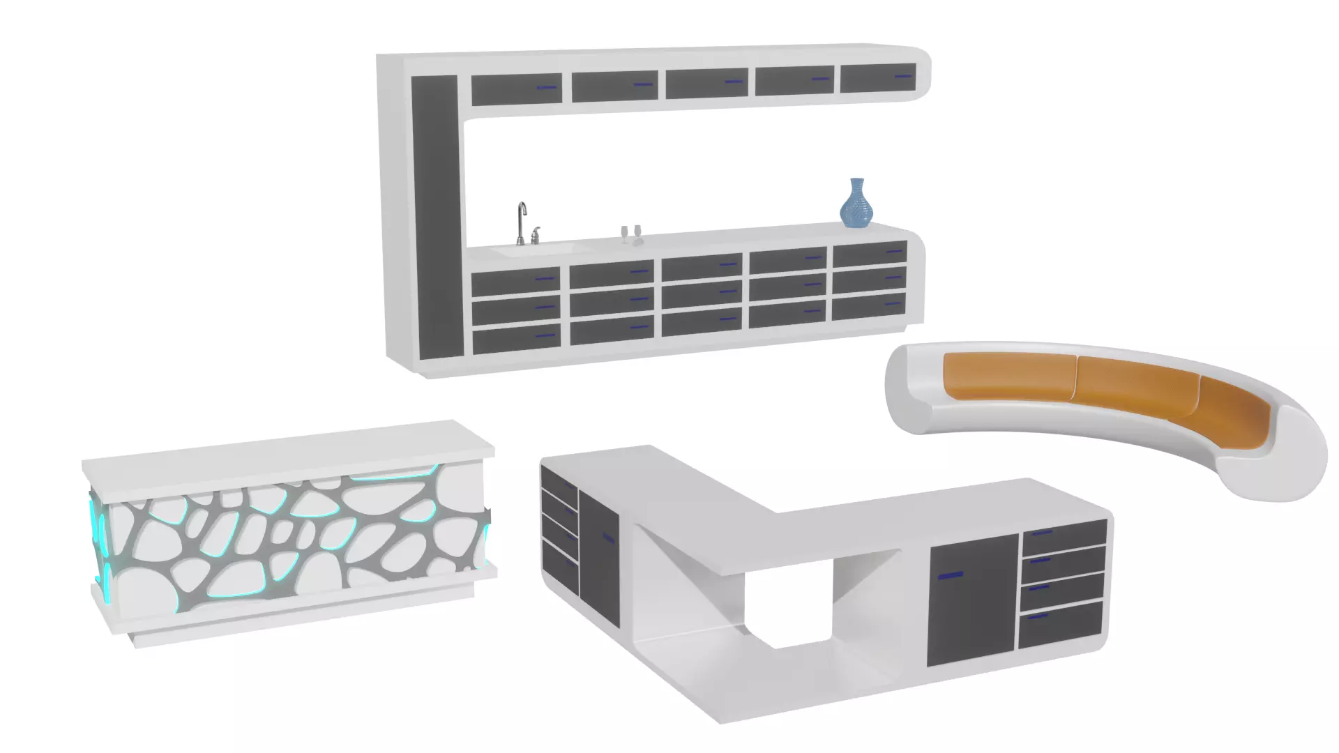 Furniture Assets Low-poly 3D model_0