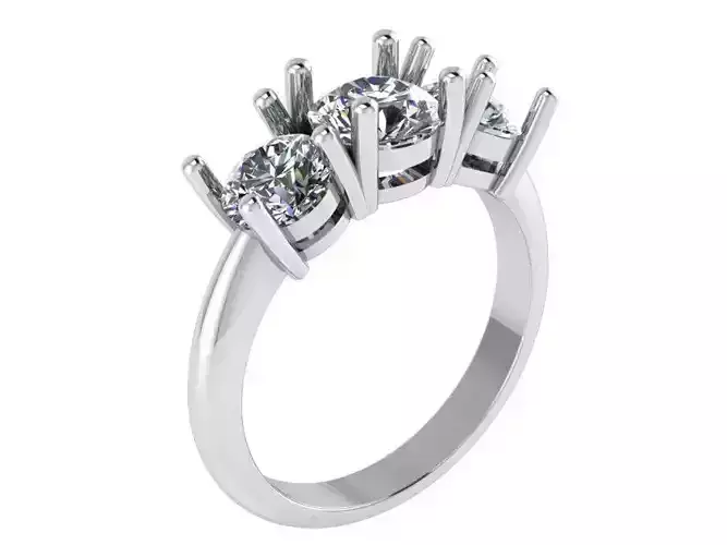 3-Stone Basket Setting Ring 0977