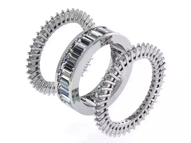 Baguette Eternity Ring With Double Band 0979