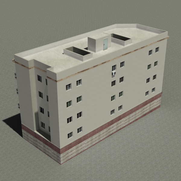 Building apartment Low-poly 3D model_2