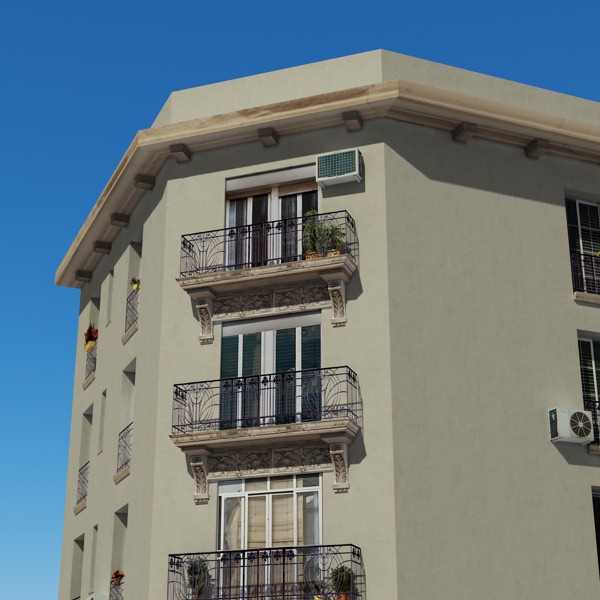 Building apartment Low-poly 3D model_6