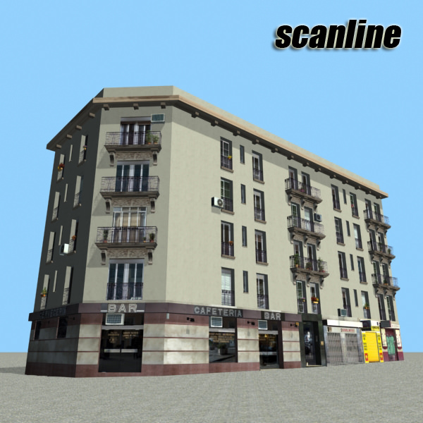 Building apartment Low-poly 3D model_9