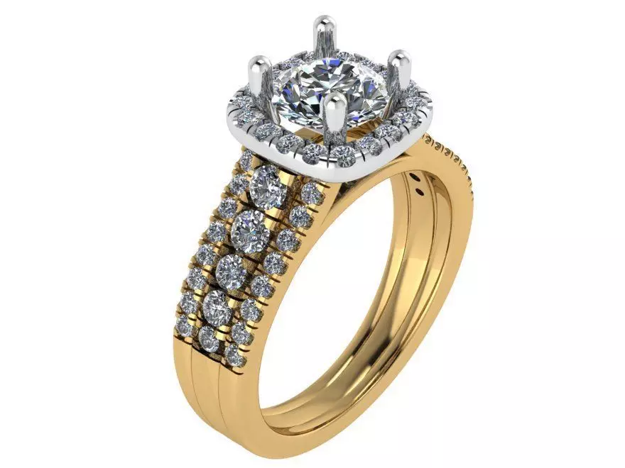 Diamond Halo Ring 0985 3D print model
