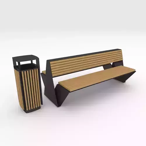 Bench Park 28 Low-poly 3D model