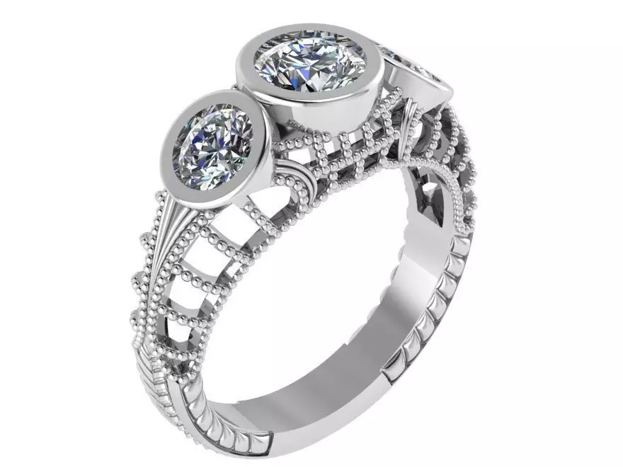 3-Stone Openwork Ring 0992 3D print model
